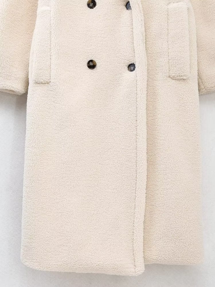 Autumn And Winter New Women's Solid Color Casual Long Lamb Wool Coat