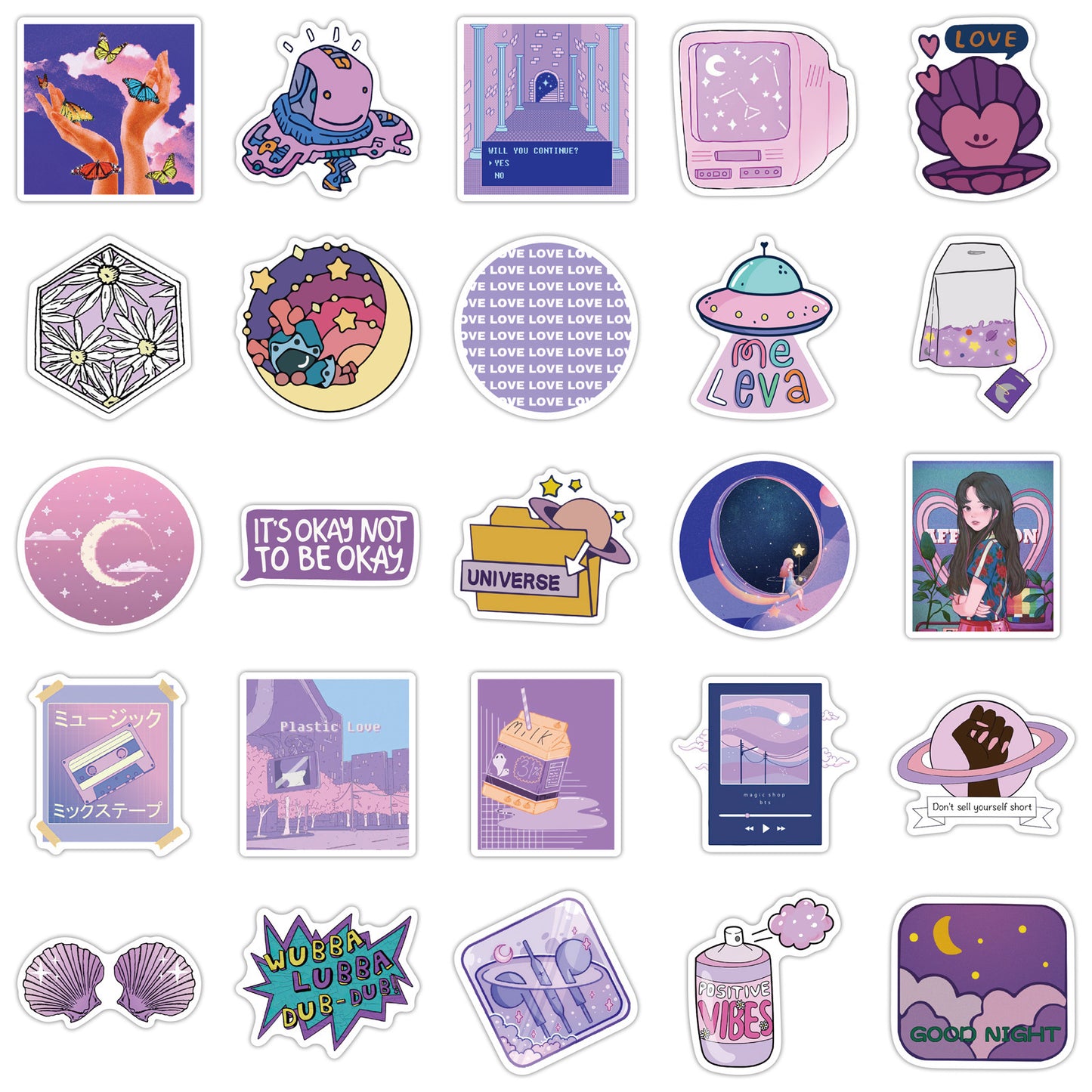 Cute Purple Girl Graffiti Stickers Luggage