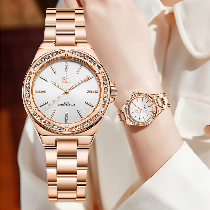 Women's Fashion Simple Zircon Quartz Watch