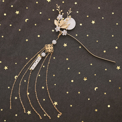 Women's Ancient Style Fairy Gas Plate Flower Hair Accessories Tassel Hairpin