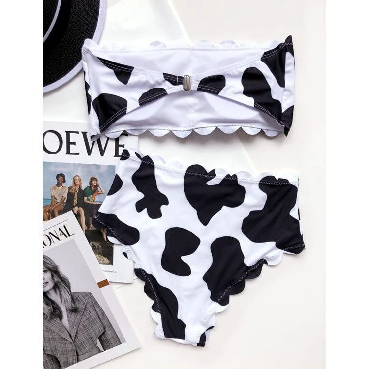 New Style Wrapped Breast Bikini Cow Print