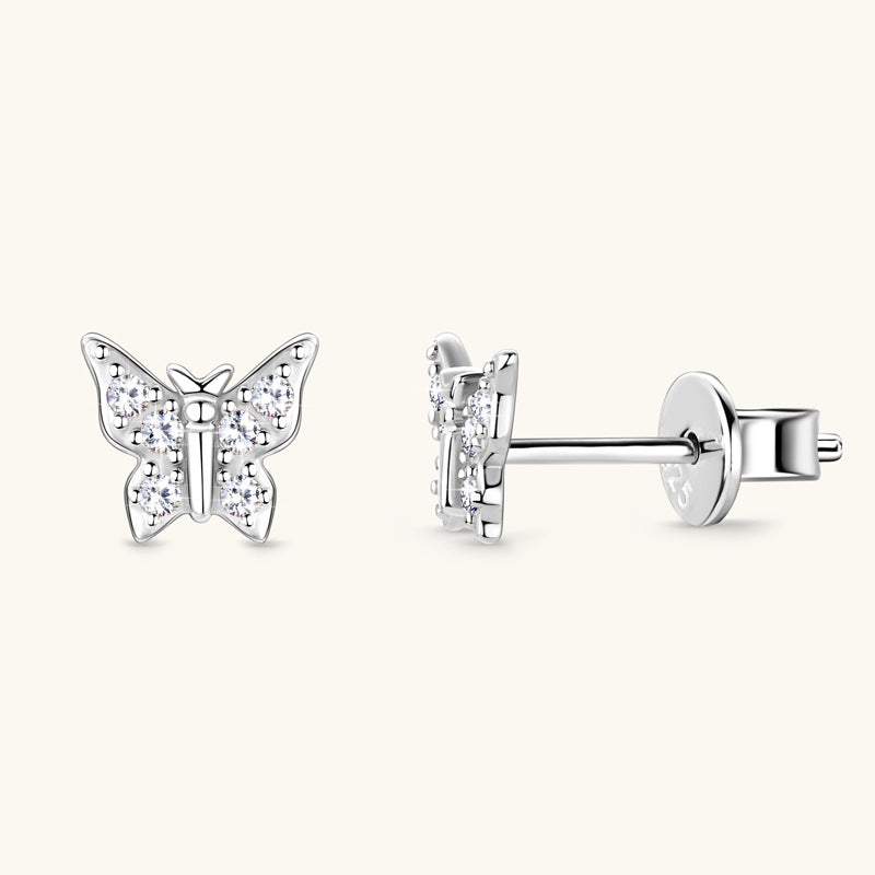 Koreański motyl Moussan Diamond Ear Team S925 Zeng srebrna biżuteria