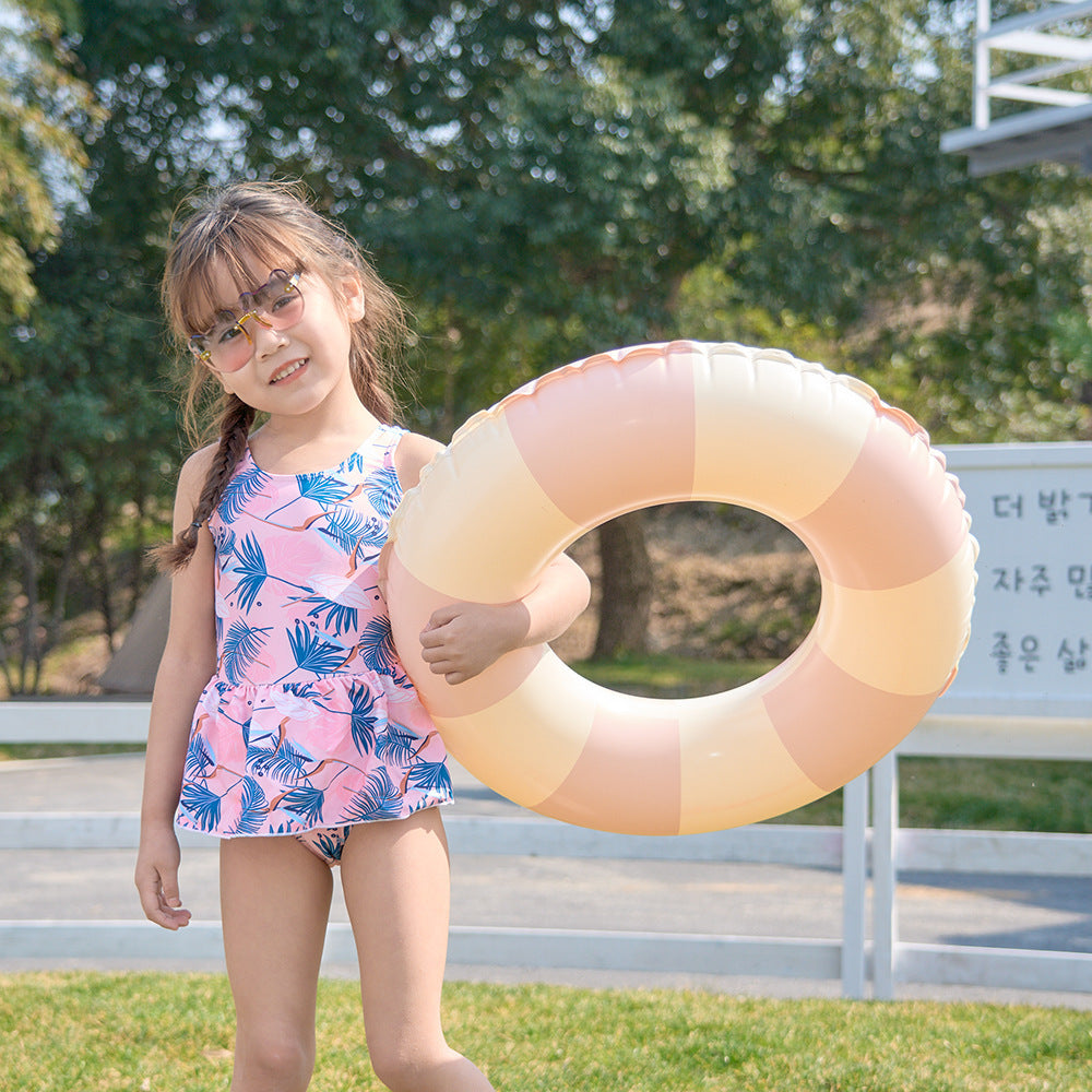 Thickened Children's Retro Striped Swimming Ring Inflatable