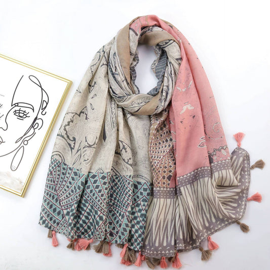 Women's Cashew Print Silk Scarf Shawl