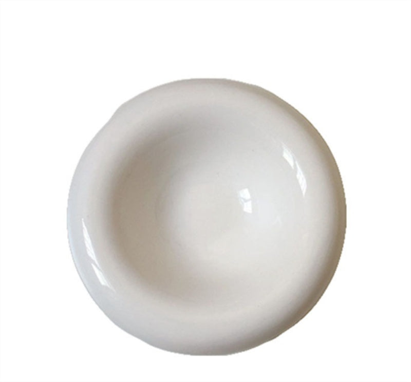 Ins Style Simple Pure White Ceramic Round Flanging Saucer