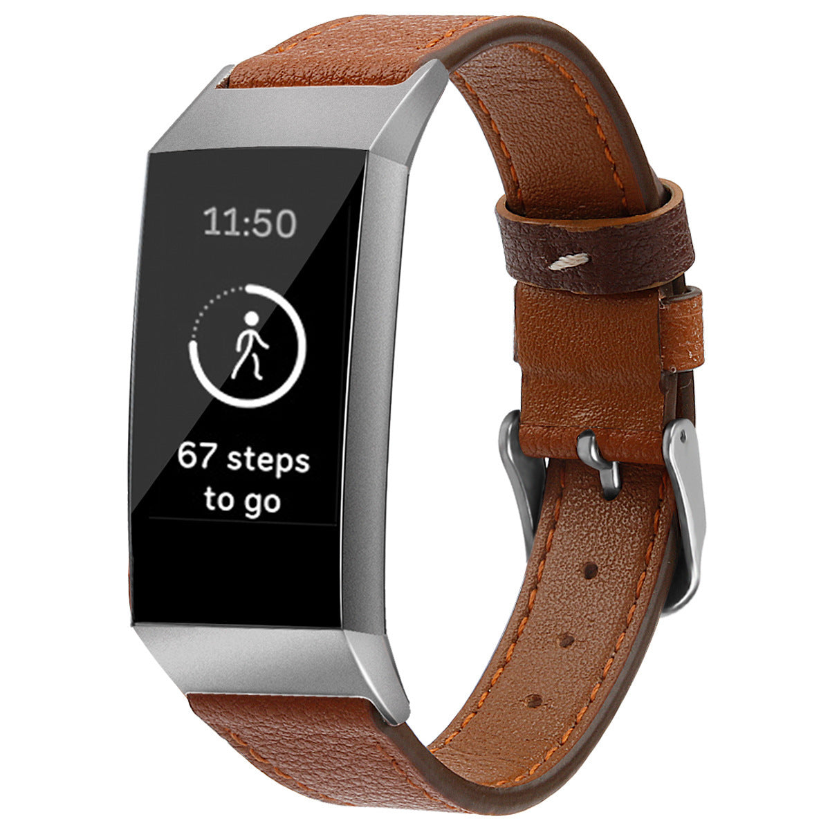 For Fitbit Charge34 Smart Watch Genuine Leather Strap First Layer Cowhide Print Strap