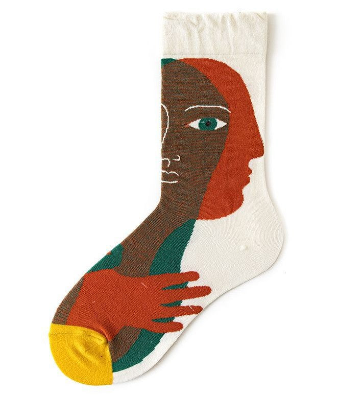 Trendy Mid-calf Artistic Illustration Socks