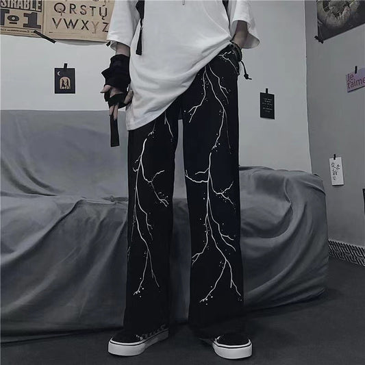 Lightning Print Sports Casual Pants