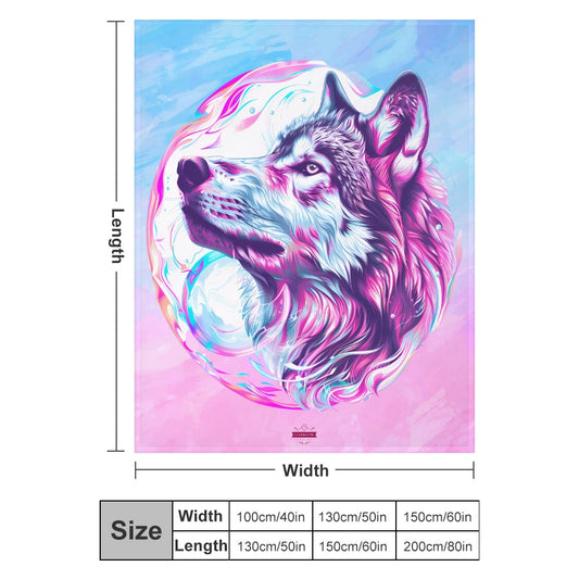 CWS Cozy Blankets Beautiful Wolf Vibrant Colours Super Soft Flannel Blanket Multiple Sizes By Cozy Winter Store