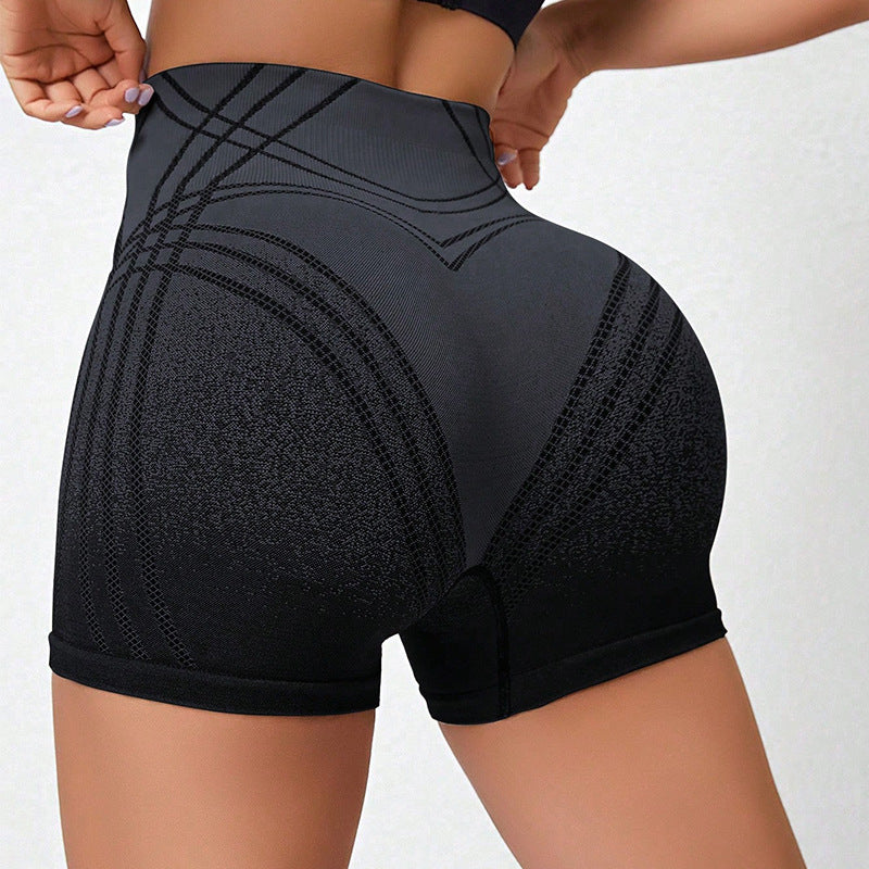 Fitness-Shorts mit Farbverlauf und hoher Taille für Damen