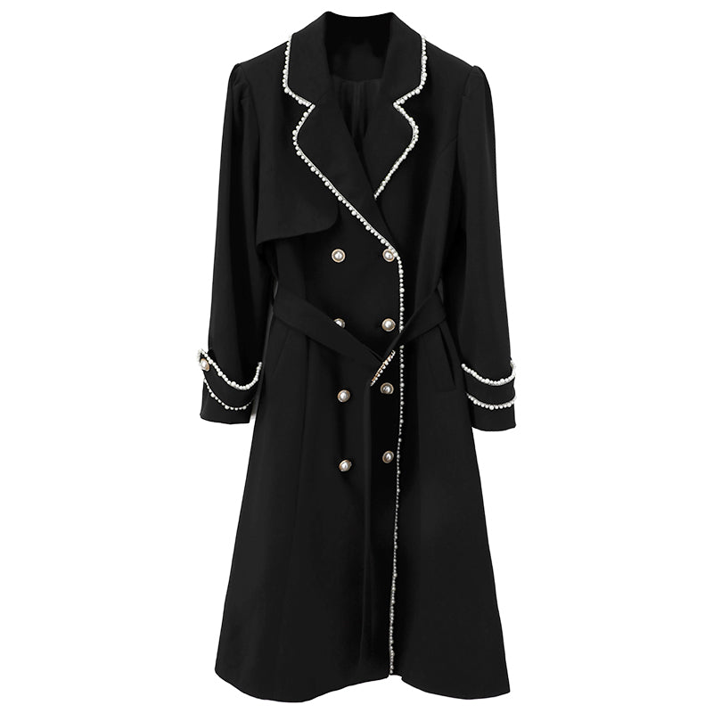 NoirStyle: Damen Fashion Jacke in Schwarz, ein langer Trenchcoat für einen schlichten und stylischen Auftritt.