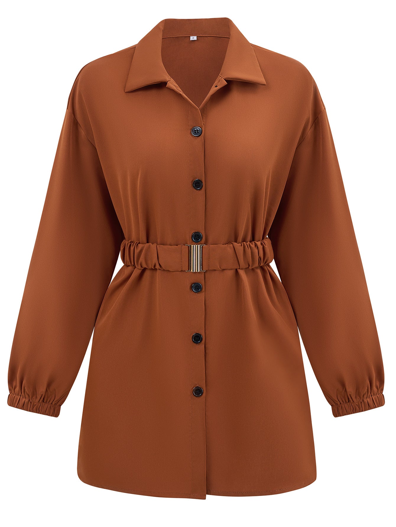 ClassicBelted: Single-breasted belt shirt coat for women, a versatile and stylish outerwear option.