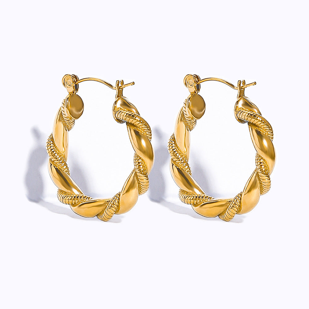 High-grade Titanium Steel Gold-plated Hollow Crescent Earrings