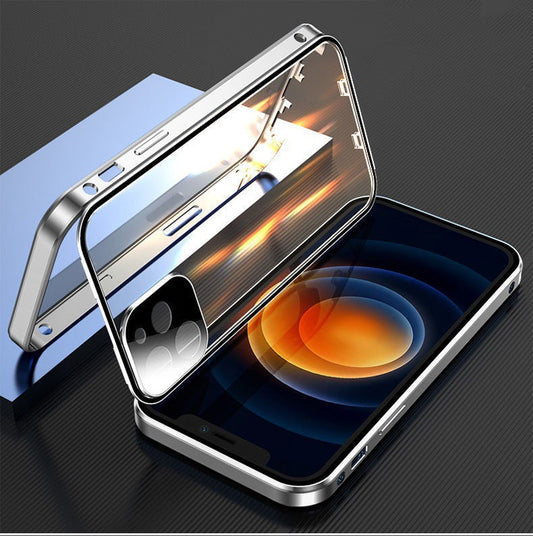 Metal Frame Snap Double-sided Glass Phone Case