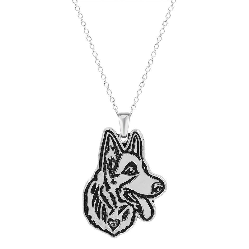 Alloy Animal German Shepherd Pendant Necklace