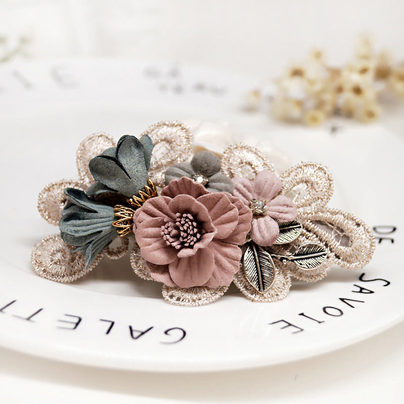 Handmade Bow Hair Accessories Barrettes Hair Ring Pearl Elegant Girl Headdress Flower