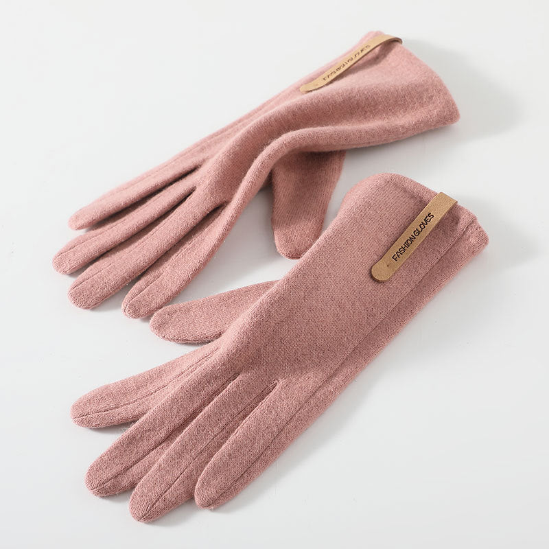 Women's Fleece-lined Thickened Outdoor Cycling Touch Screen Warm Gloves