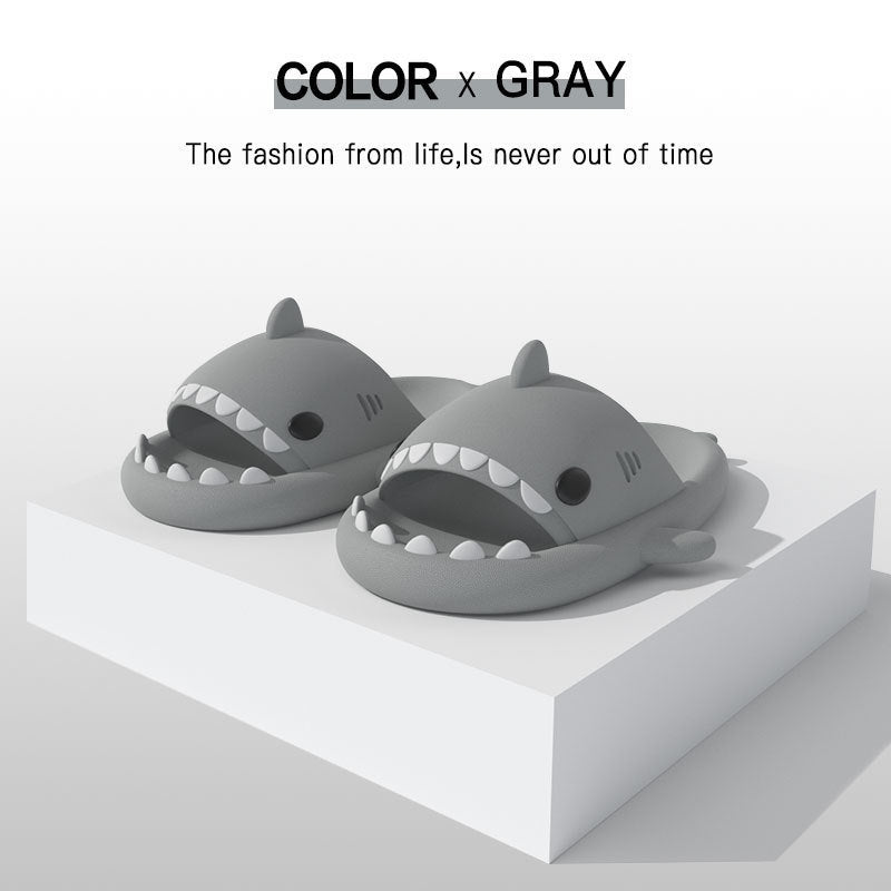 Parent-Child Children's Small Carbon Black Shark Slippers