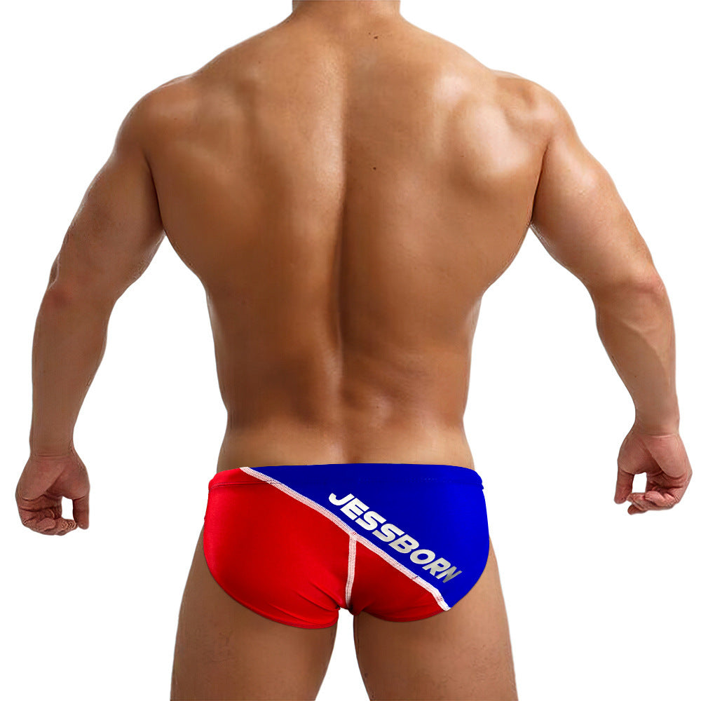 Men's Color Matching Swim Briefs Swimming Trunks