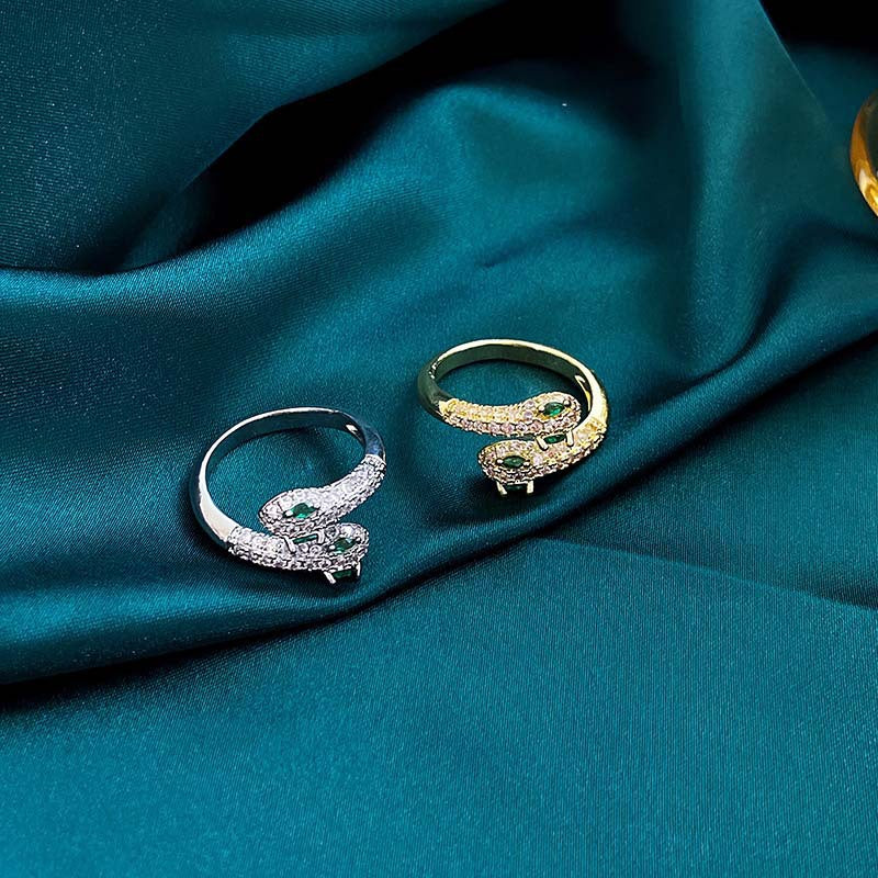 Micro Inlaid Zircon Snake Ring For Women