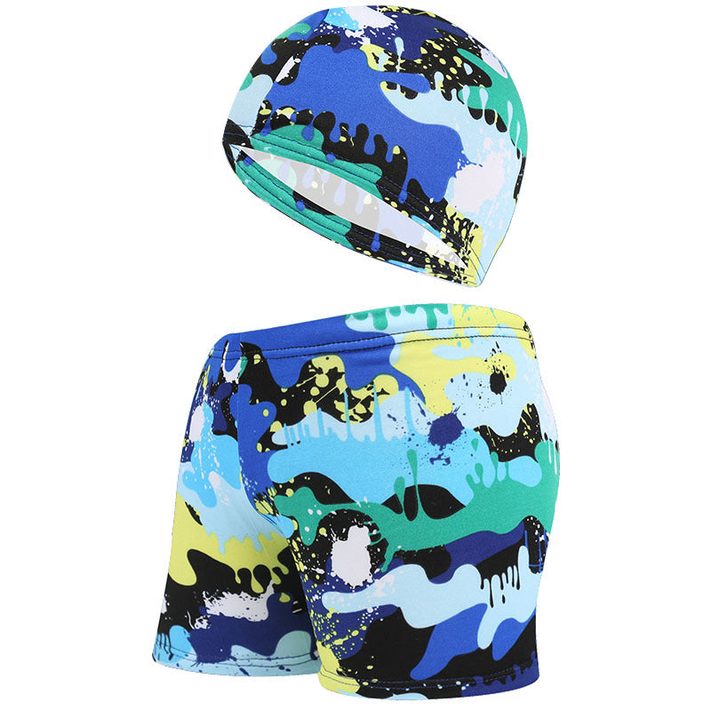 Summer Children's Cute Cartoon Beach Pants Swimming Cap Suit