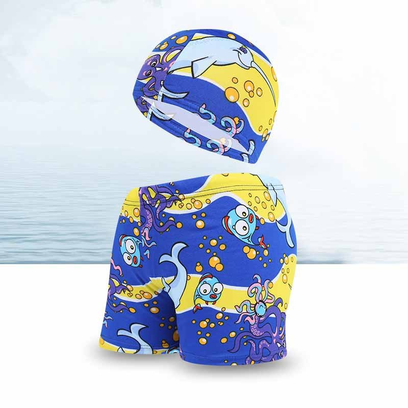 Summer Children's Cute Cartoon Beach Pants Swimming Cap Suit