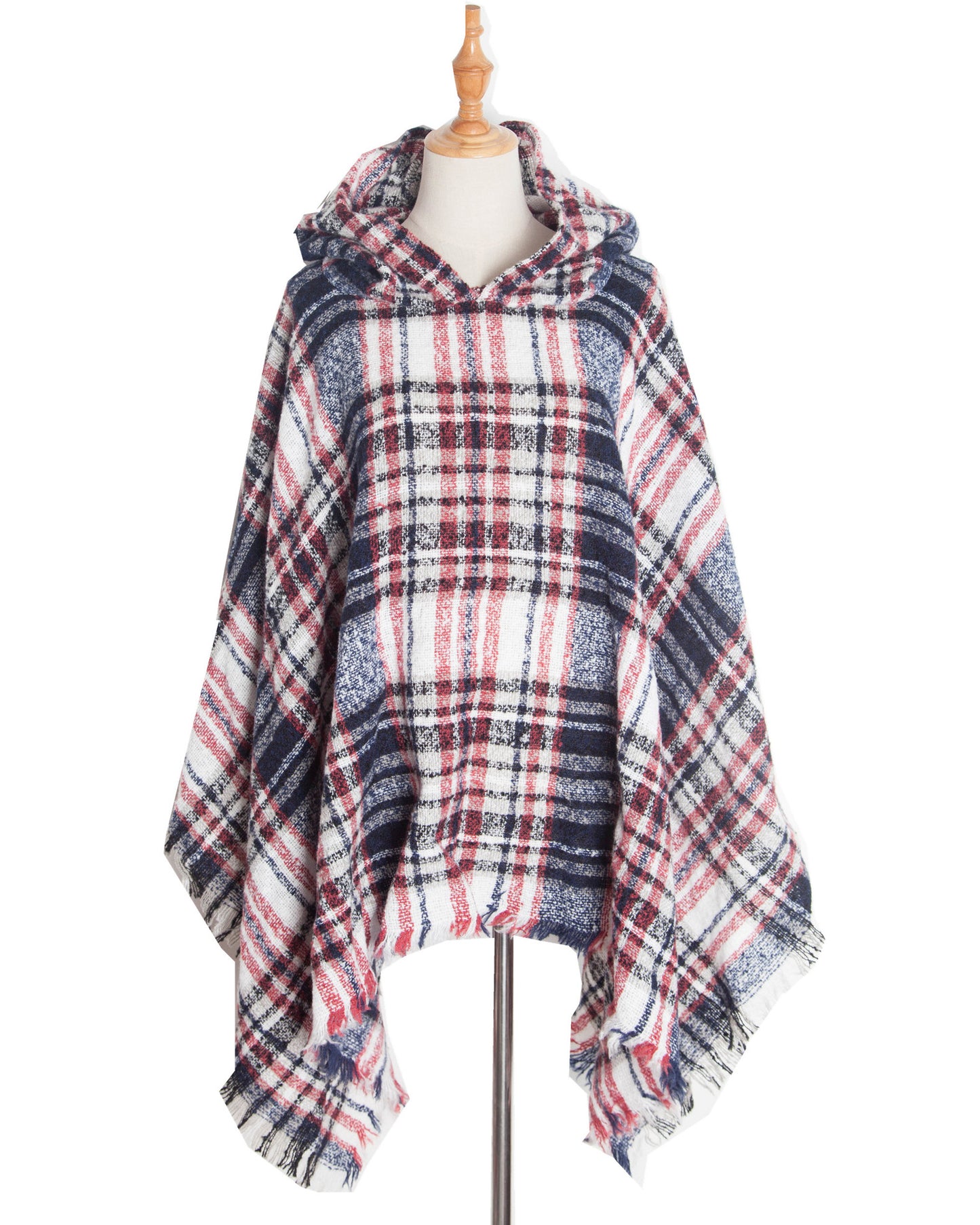 Spring Autumn And Winter Plaid Ribbon Cap Cape And Shawl