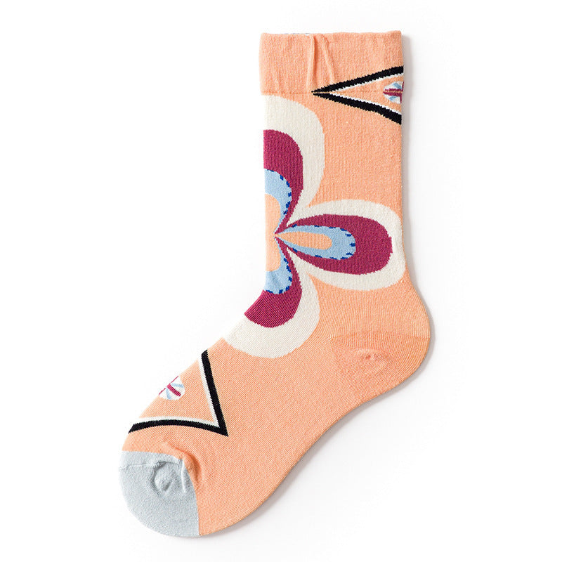 Trendy Socken mit künstlerischer Illustration bis zur Mitte der Wade