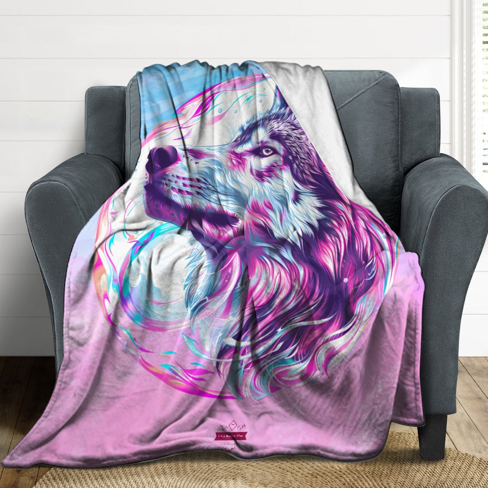 CWS Cozy Blankets Beautiful Wolf Vibrant Colours Super Soft Flannel Blanket Multiple Sizes By Cozy Winter Store