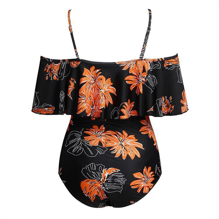 Swimsuit Belly Big Ruffle Oneshoulder Onepiece Swimsuit Bikini