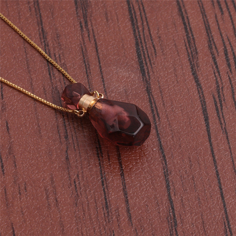 Essence Elysium: Semi Precious Stone Perfume Bottle Necklace.