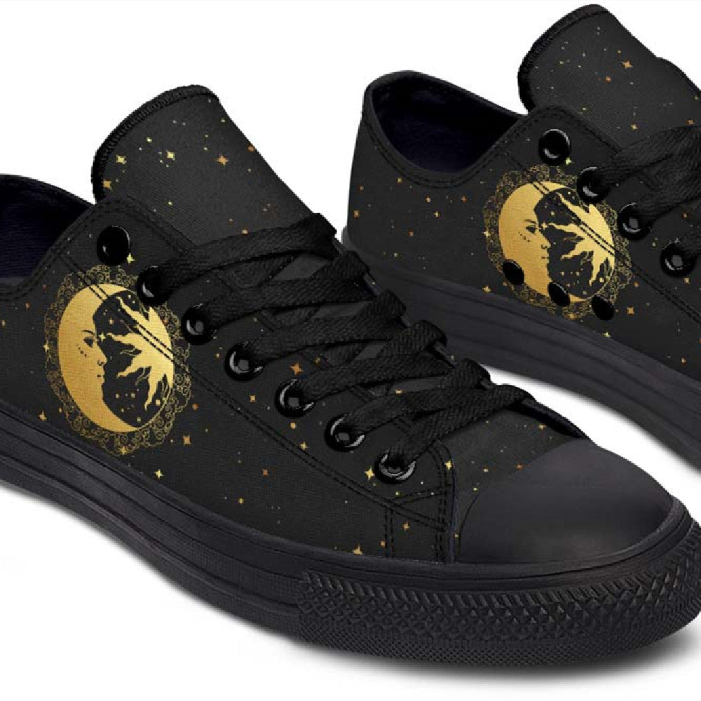 UrbanKicks Golden Moon Fashion Printed Couple High Top Canvas Shoes