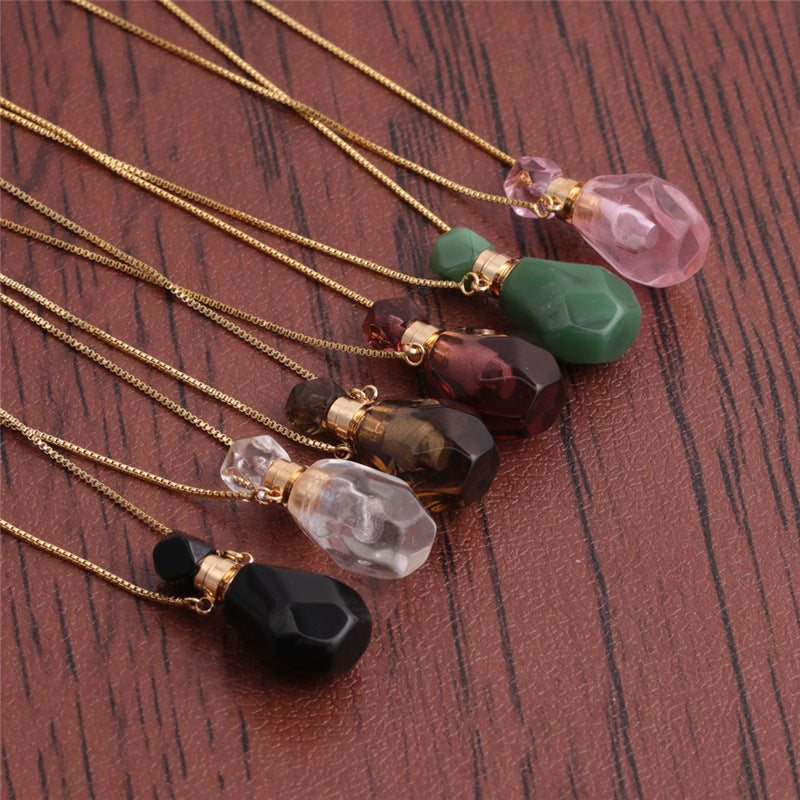 Essence Elysium: Semi Precious Stone Perfume Bottle Necklace.