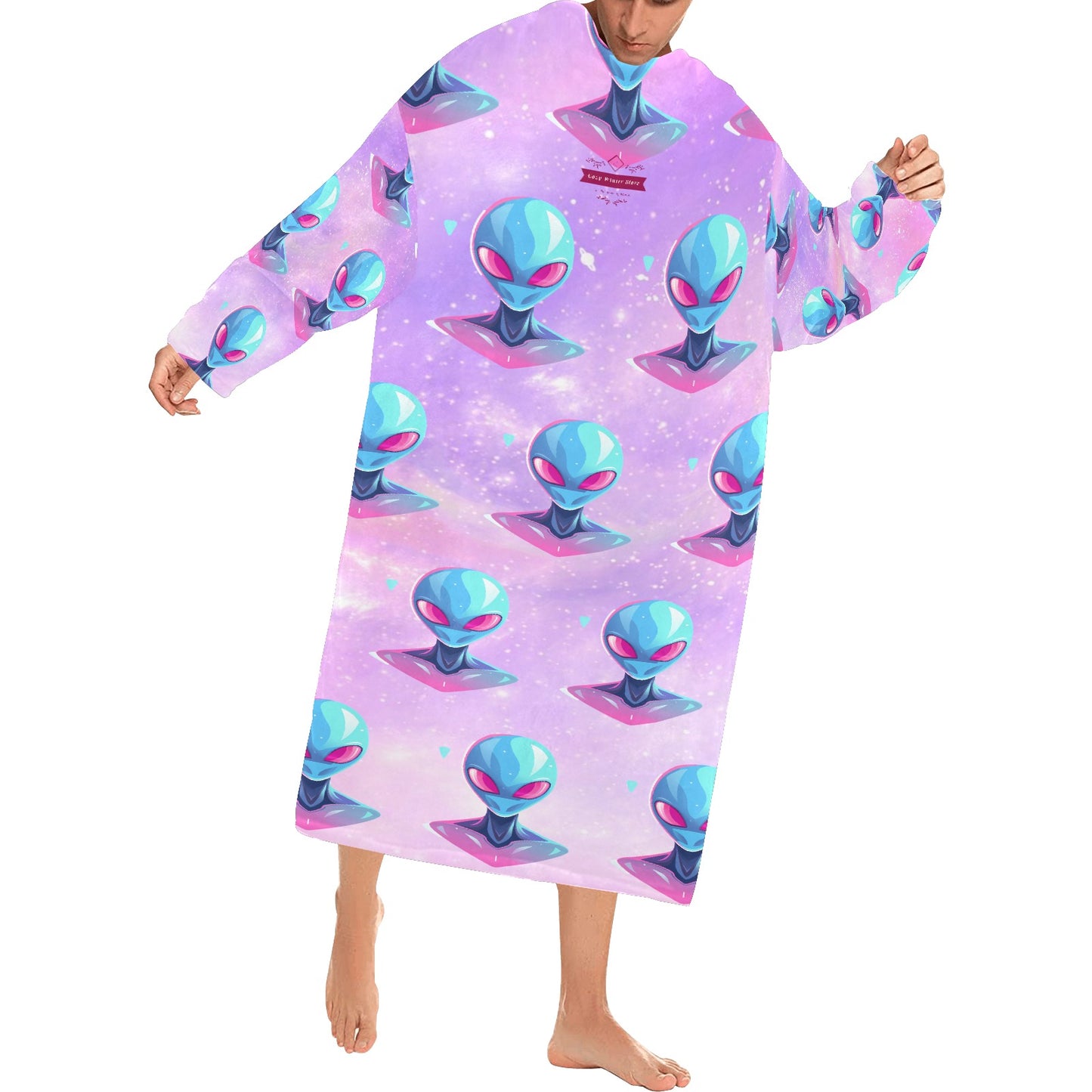 CWS Cozy Vibe Alien Blanket Robe with Sleeves for Adults By Cozy Winter Store