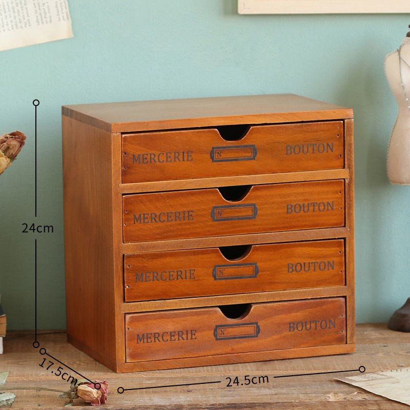 Vintage Wooden Multifunctional Drawer Storage Box