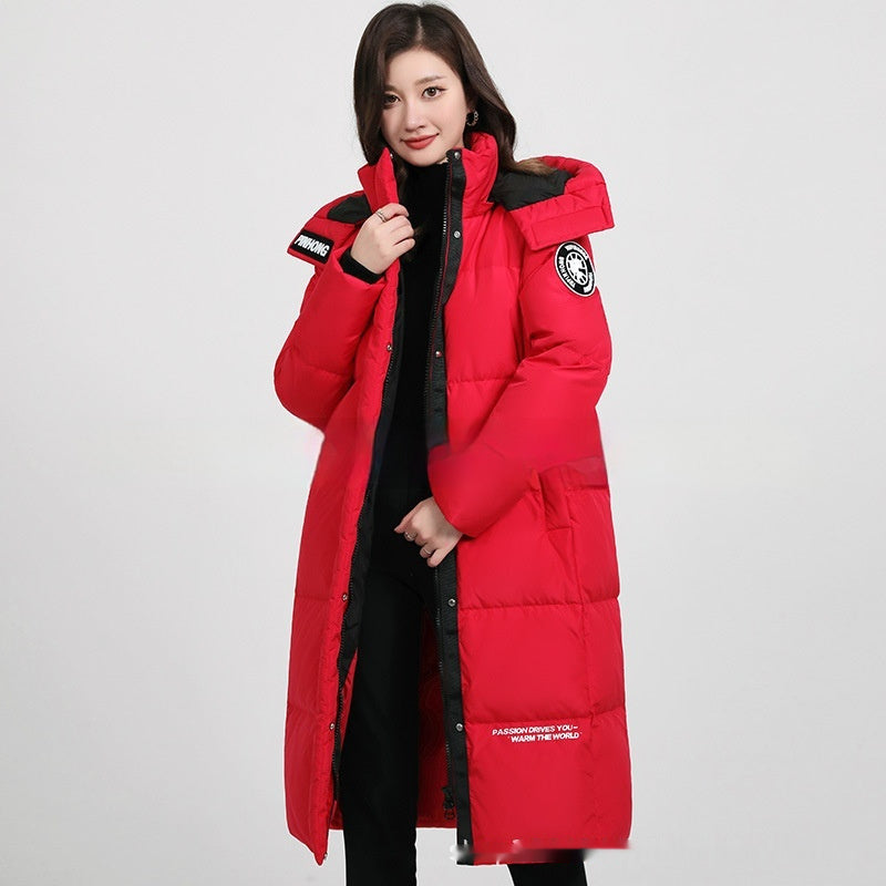 Women's Winter Thickened Casual Mid-length Down Jacket Hooded Jacket