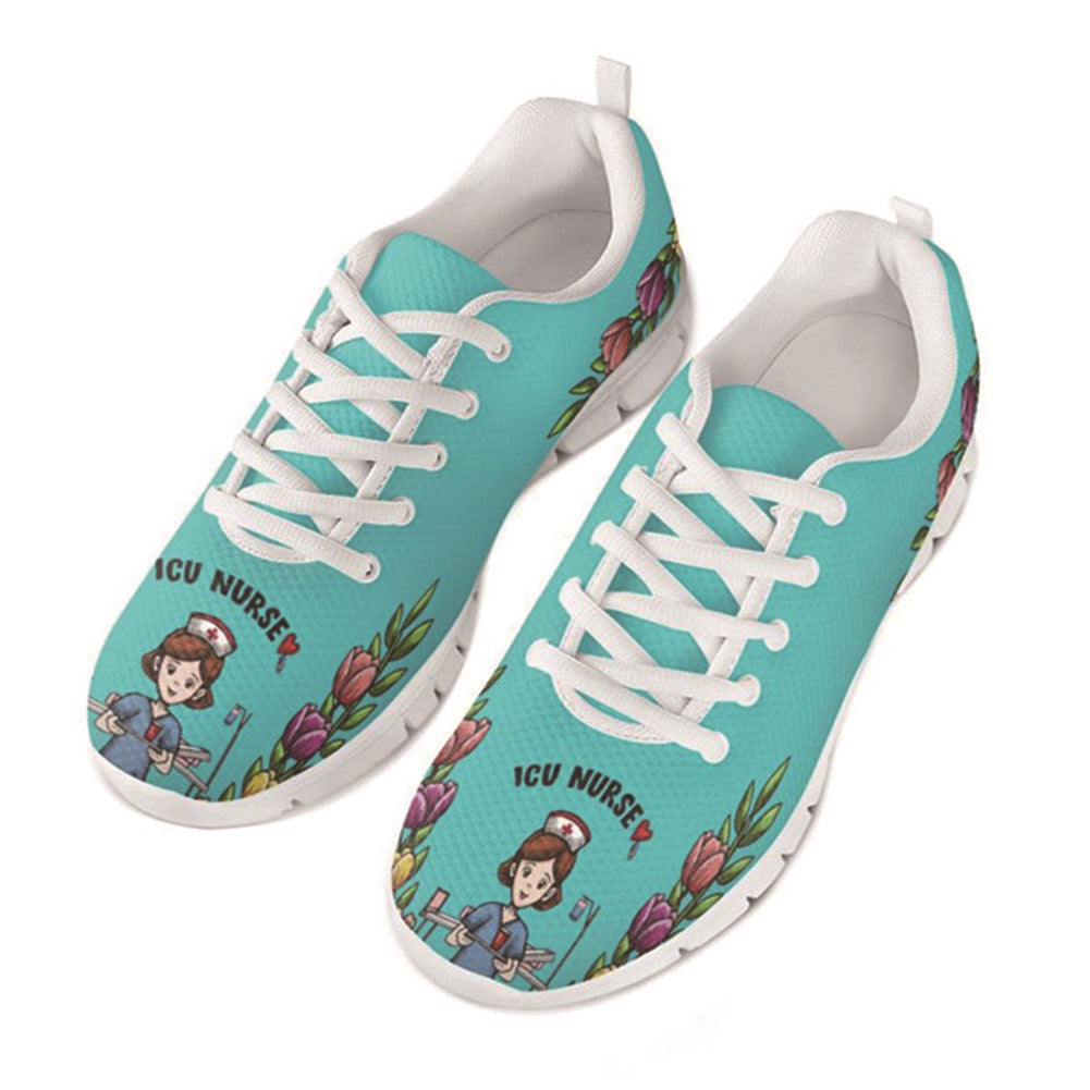 Nurse Women's Shoes Pattern Cartoon Printing Sports Running Shoes Foreign Trade Sneakers