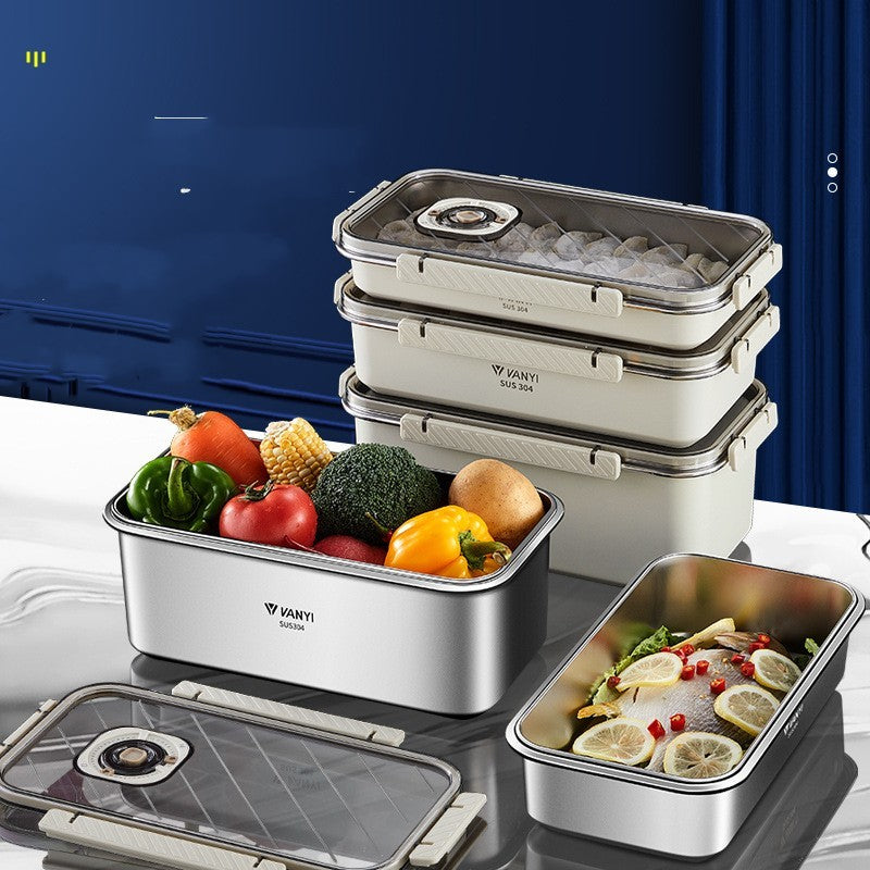 Stainless Steel Crisper Sealed Date Food Grade Lunch Box Refrigerator Frozen Household Dumplings Wonton Storage