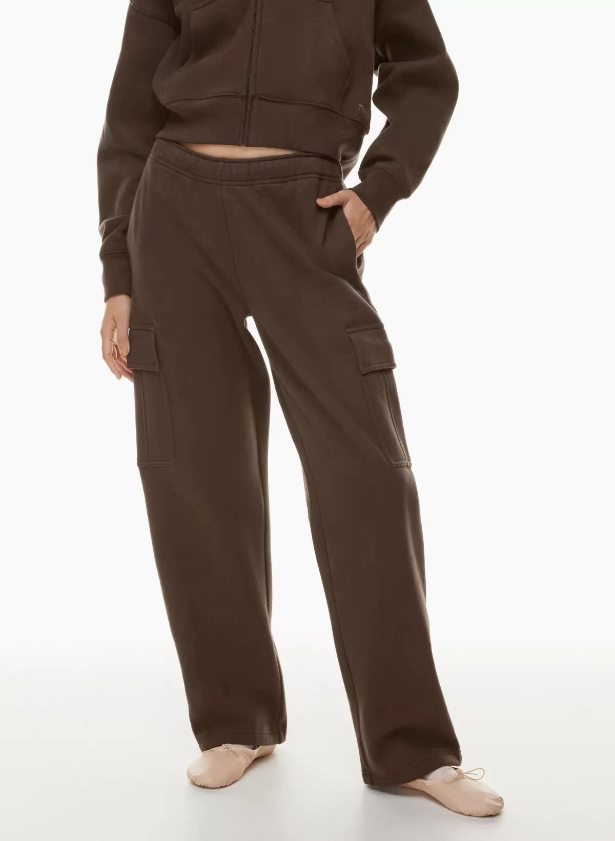 Elastic-waist High Waist Wide-leg Ankle-length Pants