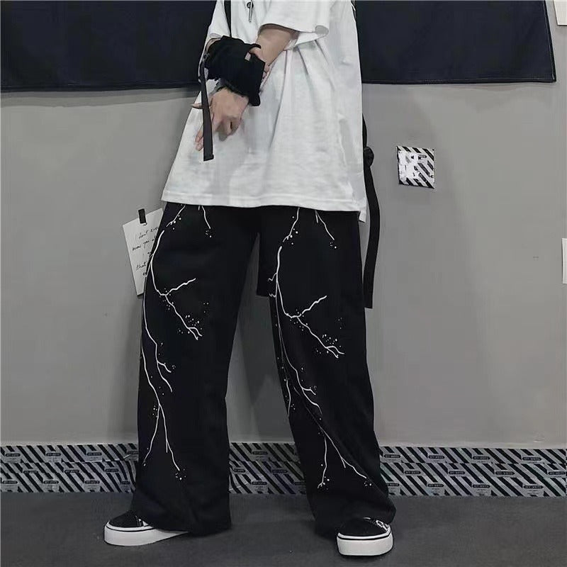 Lightning Print Sports Casual Pants