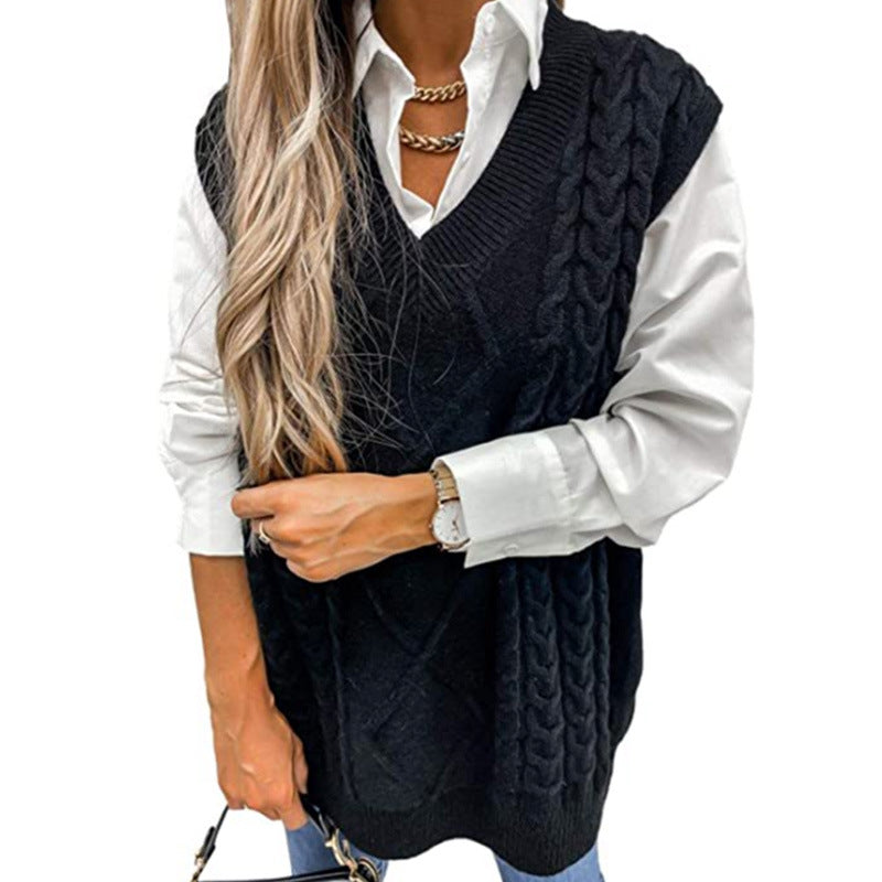 Sweater Vest Women's Vest V-neck Sleeveless