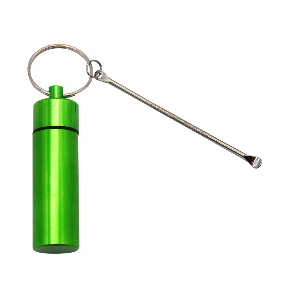 Aluminum Storage Bottle With Spoon And Keychain Portable Medicine Box