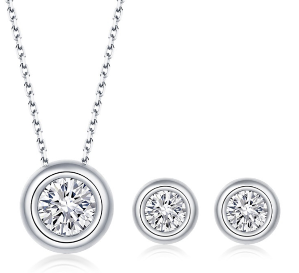 Okrągły kształt ciasta S925 Sterling Silver inkrustowany zestaw biżuterii Moissanite