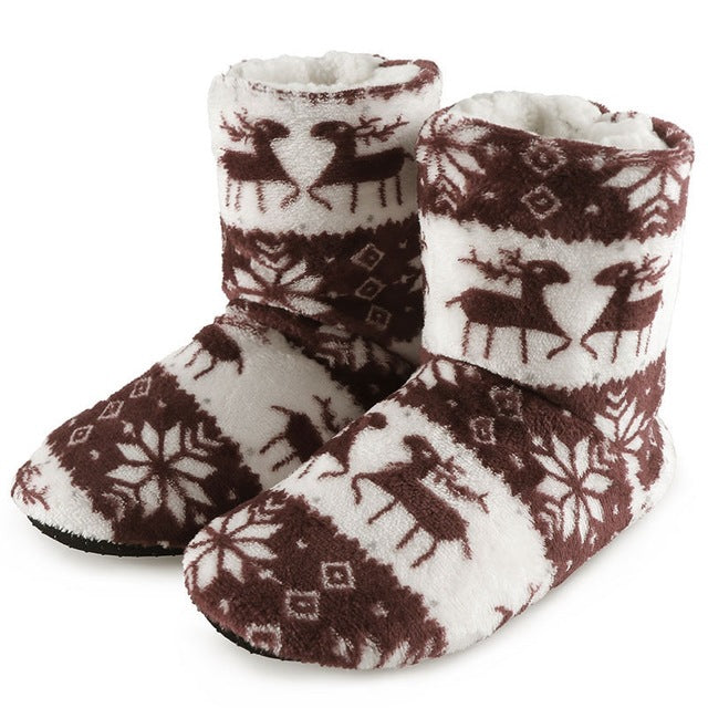 CozyFest: Winter fur slippers for women, warm and festive, perfect for Christmas.