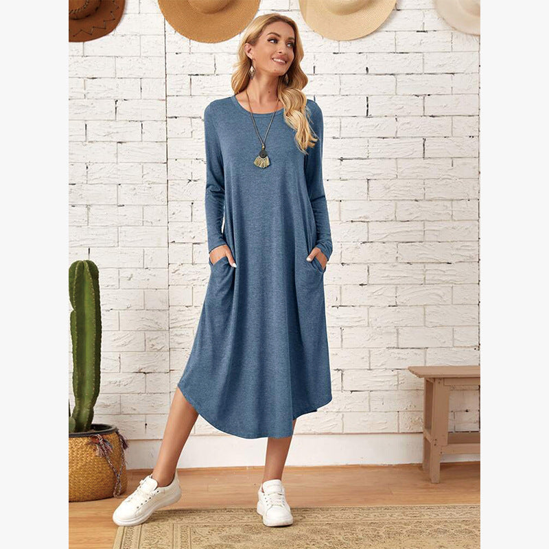 Women's Solid Color Casual Long Sleeve Dress