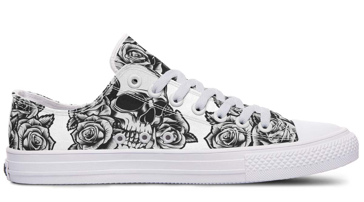 UrbanKicks Weiße Canvas-Schuhe mit Totenkopf-Motiv für Paare