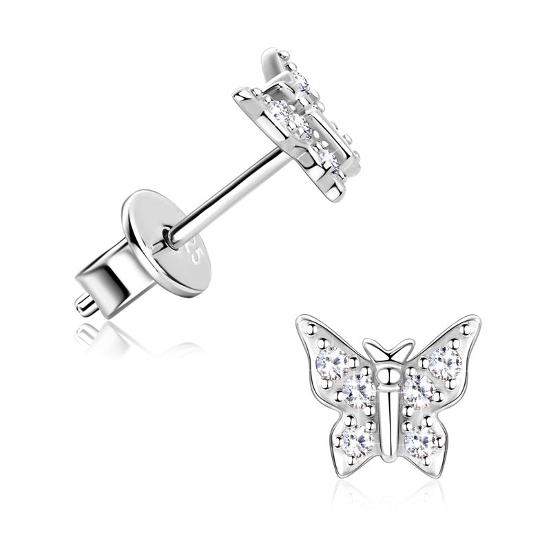 Koreański motyl Moussan Diamond Ear Team S925 Zeng srebrna biżuteria