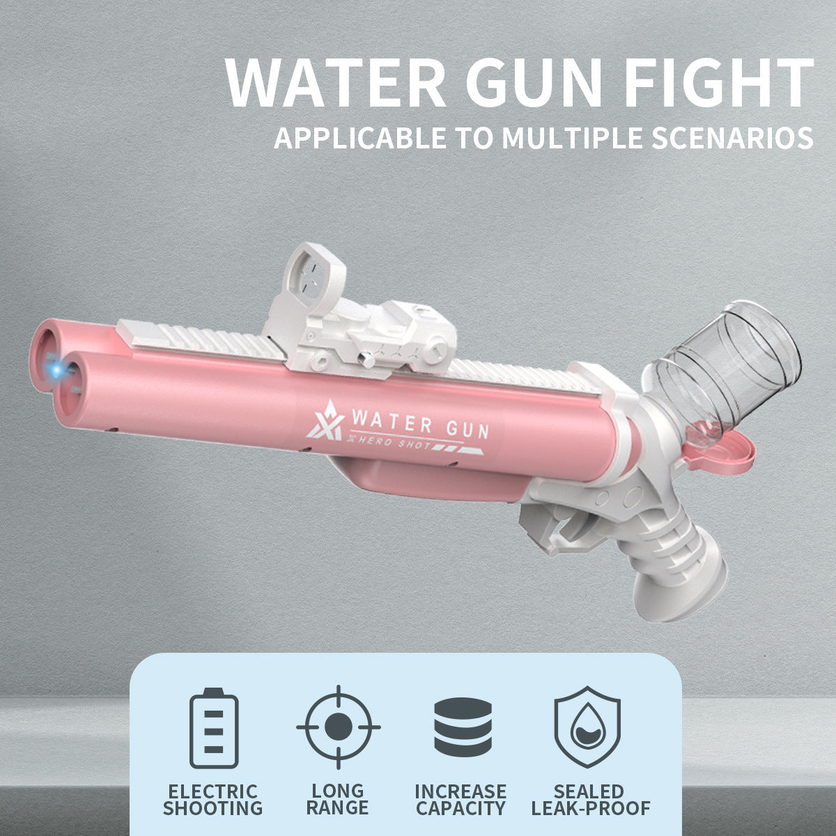 Amazon Tiktok Electric Water Gun Toy Double-shot Hole Continuous Hair Automatic Water Playing Gun Glock