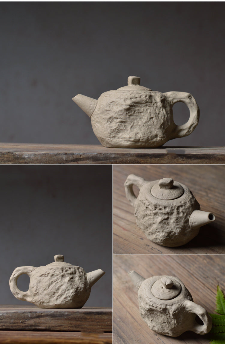 One Pot And Two Cups Of Rock Clay Stoneware Handmade Ceramics