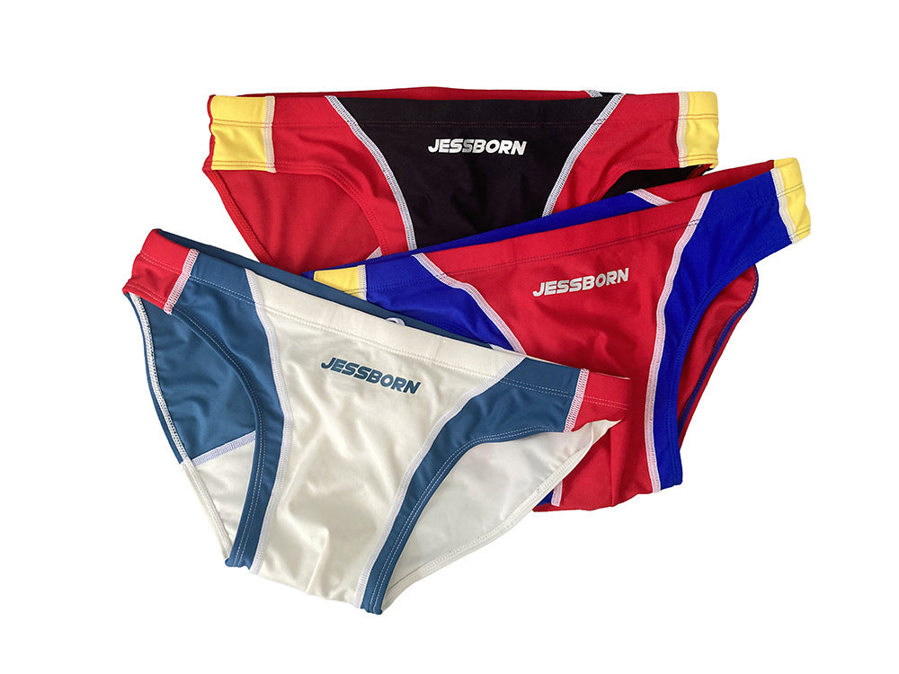 Men's Color Matching Swim Briefs Swimming Trunks